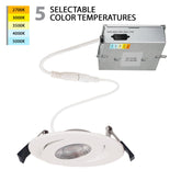 WAC Lotos 4" LED Round Adjustable Recessed Light, 5-CCT, White